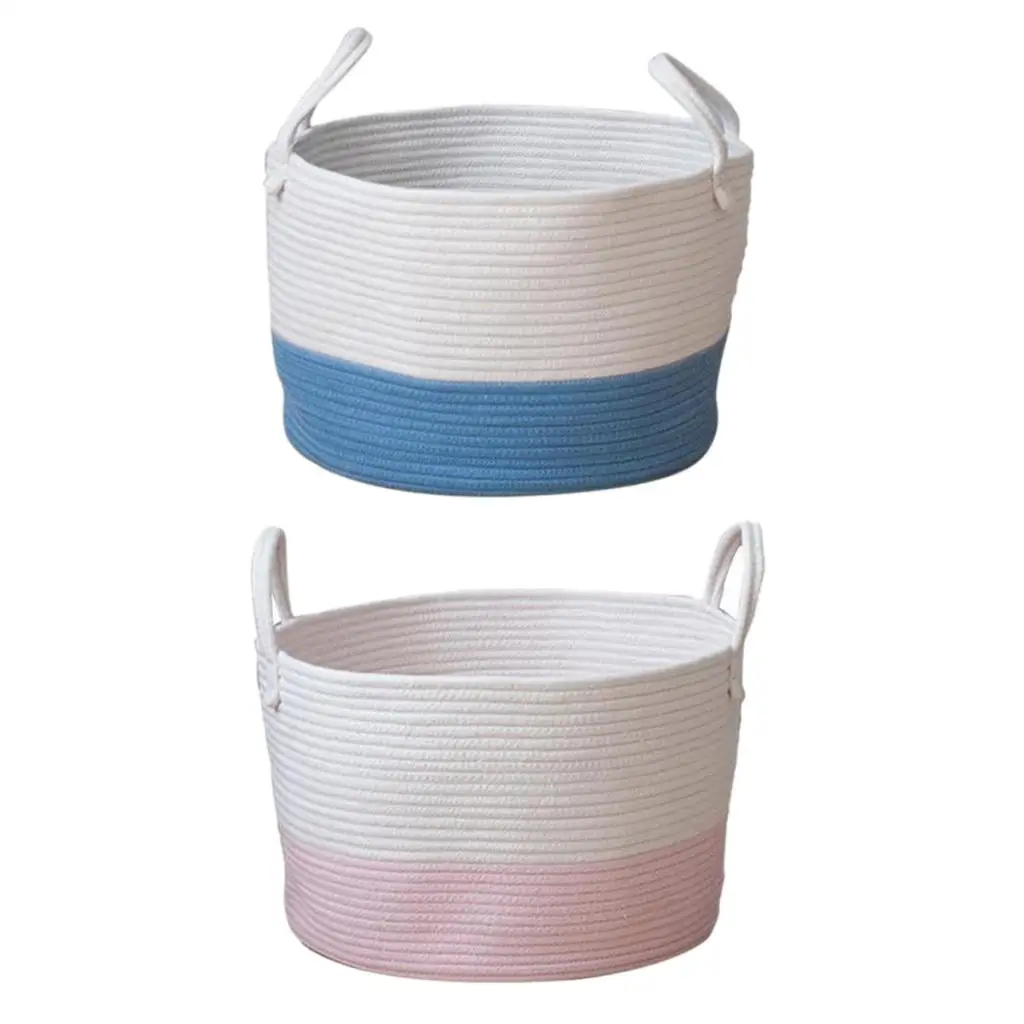 2pcs Nordic Style Cotton Storage Laundry Basket Baby Kids Room Decor Basket with Handle