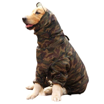 

Pet Dog Raincoat For Big Dogs Camouflage Waterproof Outdoor Clothes Hooded Rain Coat Jumpsuit French Bulldog Overalls Labrador