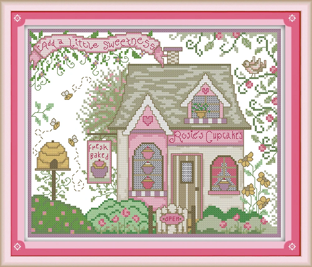 Cabin 5 cross stitch kit aida 14ct 11ct count printed canvas stitches