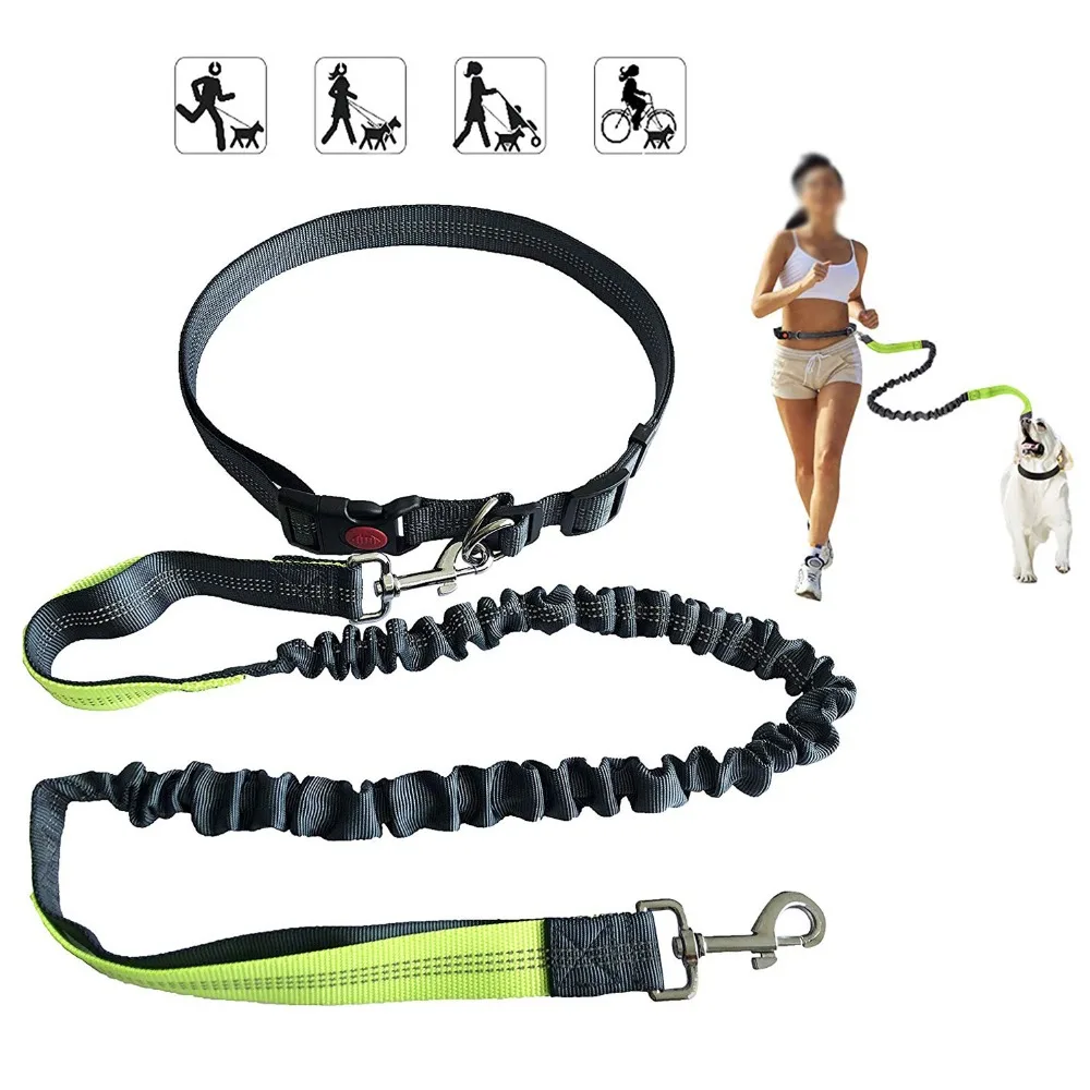 Nylon Running Dog Leash Adjustable Waist Belt Dogs Collar Padded Handle Reflective Pet for Walking Jogging Hiking | Дом и сад