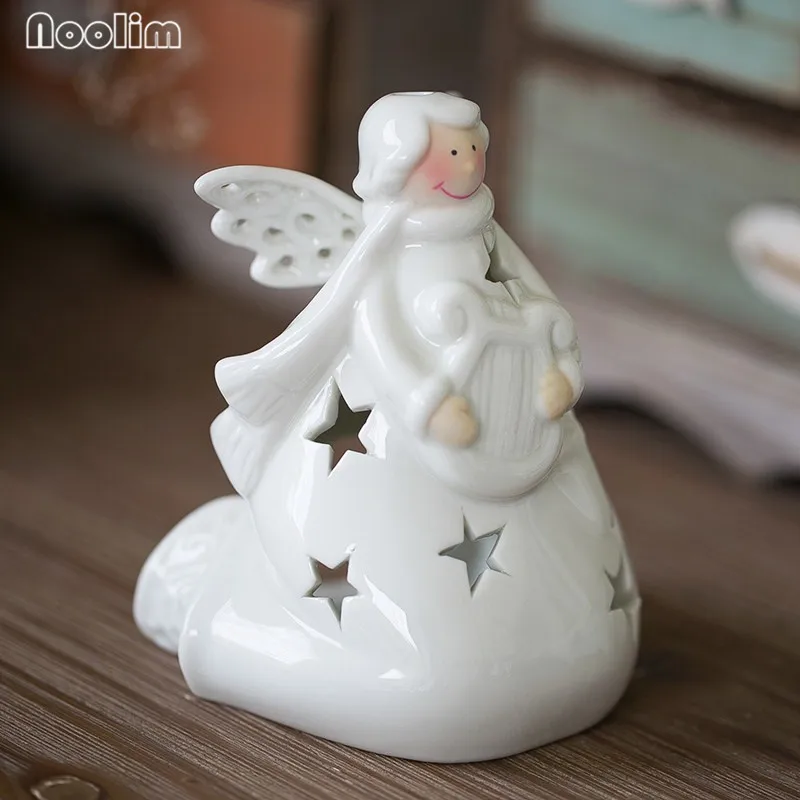 NOOLIM Европейский стиль керамики керамический ангел подсвечник Романтический подсвечник дома гостиной Свадебные украшения
