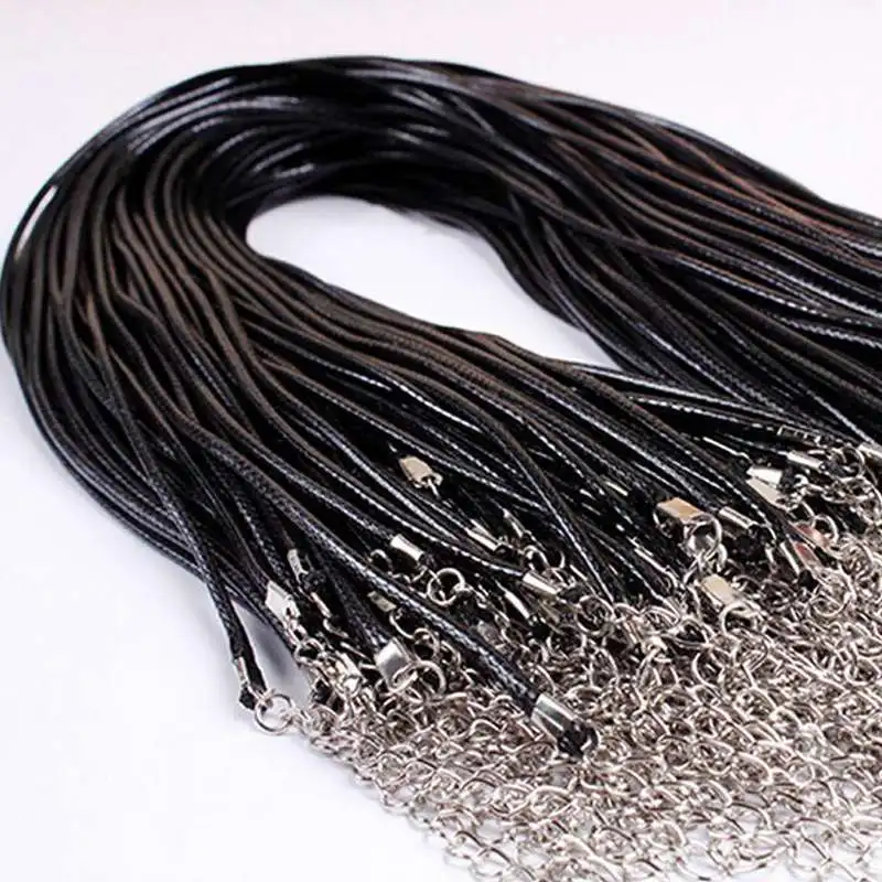 100 шт./лот черный кожаный Воск шнур веревка 1 5 мм провод для DIY кулон ожерелье с
