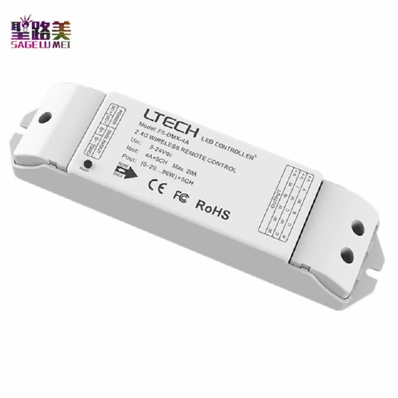 

LTECH DC5-24V RF 2.4GHz Led Wireless Driver controller F5-DMX-4A work with EX touch panel Dimming/CT/RGB/RGBW Led Strip Light