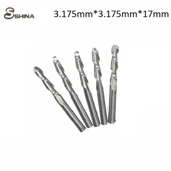 

5PCS 1/8" 3.175mm*3.175mm*17mm 2 Two Flute High Quality Carbide Ball Nose End Mills CNC Bit 38mm Machine Tools Accessories