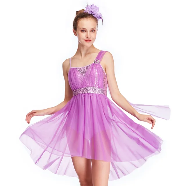 MiDee High low Lyrical Dance Costumes Dresses One Shoulder with