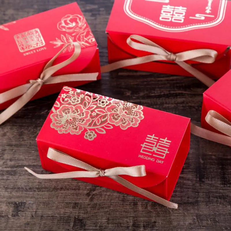 

Creative Chinese style Red Sweet Candy Box Wedding Favors Paper Gift Boxes Chocolate Gift Packing Box Wedding Decoration 50pcs