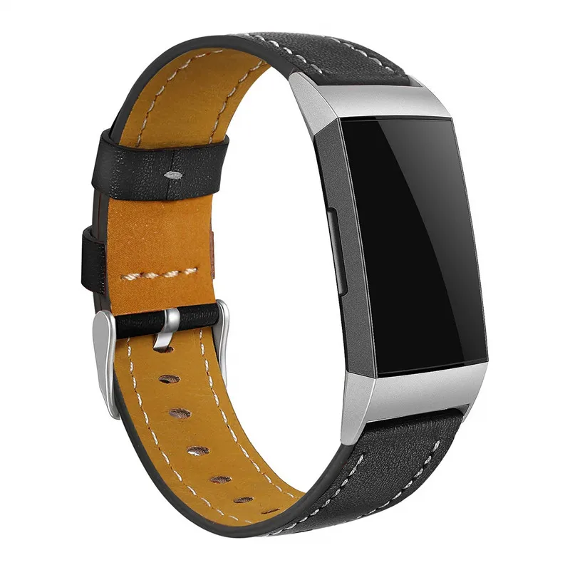 Замена для Fitbit Charge 3 Charge3 Полос Кожаный ремешок Ремешок Сменные Смарт-часы для фитнеса с Нержавеющая оправа