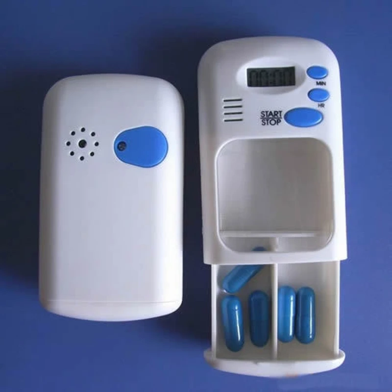 Белая ЖК-цифровая коробочка для лекарств таймер с электрическая сигнализация лекарственная таблетка Чехол 2 сетки