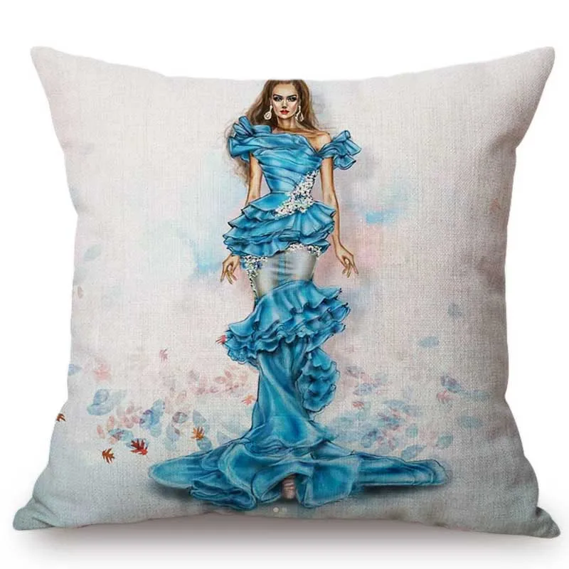 4pcs 45x45cm Pillow Covers Pillowcase Mermaid Sofa Waist Throw Linen Cushion US 4pcs 45x45cm Pillow Covers Pillowcase Mermaid Sofa Waist Throw Linen Cushion US