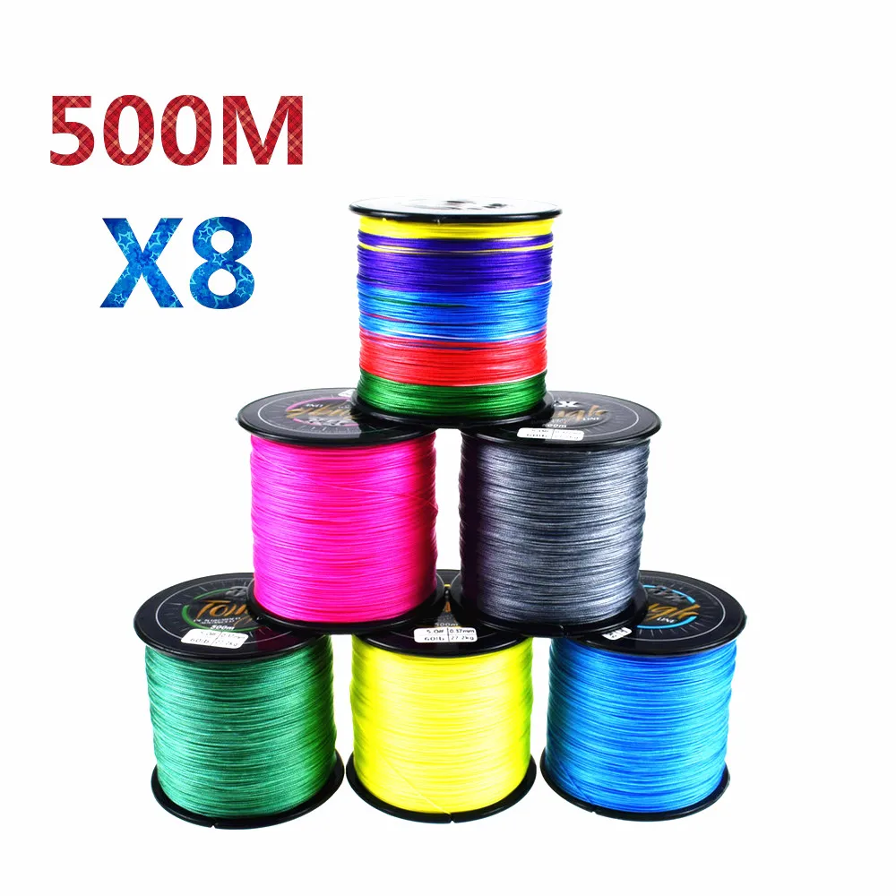 

500 Meters 8 Strands PE Braided Strong Fishing Line Multifilament Rope peche Wire 20 30 40 50 60 80 100 120lb