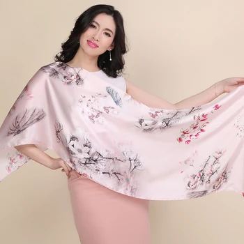 

High quality fashion 100% silk scarf Shawl hijab for women real silk satin wrap foulard femme