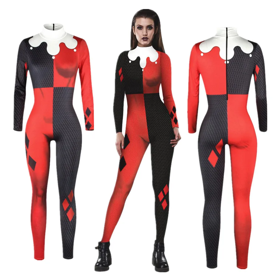 Online Suicide Squad Harley Quinn mono Catsuit Sexy Cosplay disfraces Halloween mujeres mono vestido de lujo