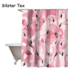 

Silstar Tex Beautiful Pink Flamingo Pattern Shower Curtains Bathroom Curtain Eco-friendly Waterproof Polyester Fabric Bath Decor