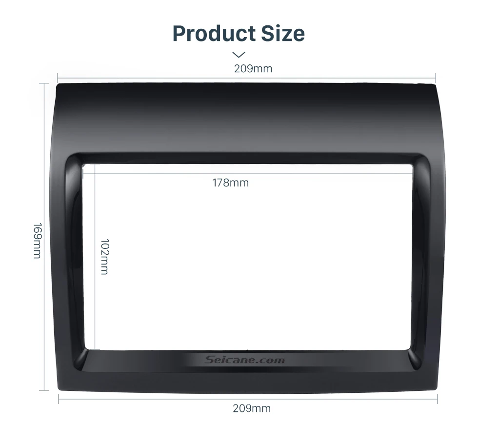 Seicane Black 2 Din Car Radio Fascia Double Din Indash Fitting Mount Kit Adapter DVD Player Frame Panel For 2011 FIAT DUCATO