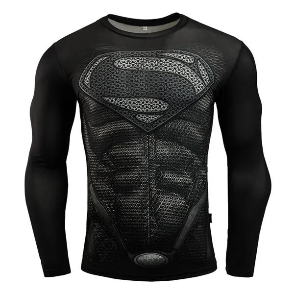 Супермен Каратель 3D печатных спортивная рубашка для мужчин рубашки для бега фитнес колготки быстросохнущие Рашгард компрессионные для ММА с длинным рукавом - Цвет: YX1