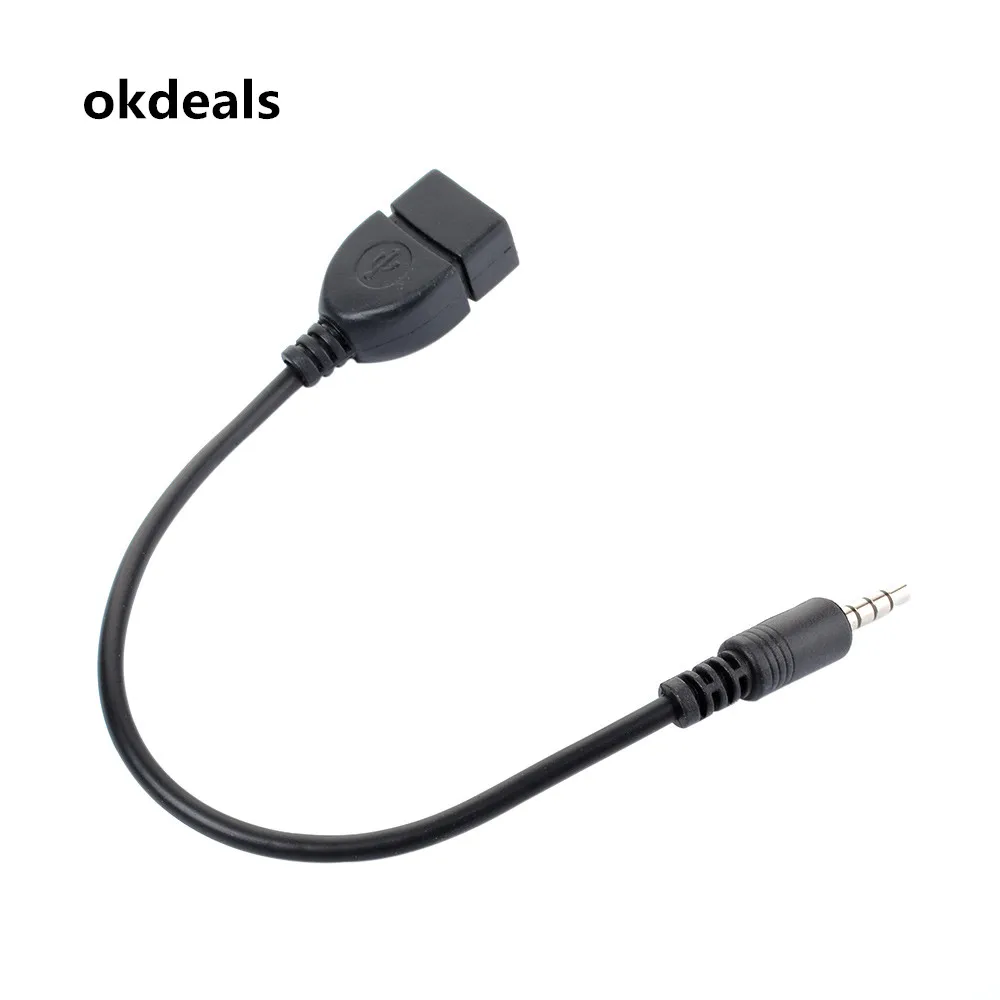 

about 20 cm 3.5mm Male stereo audio AUX Jack to USB 2.0 Type A Female OTG Converter Adapter Cable for car AUX with read U disk