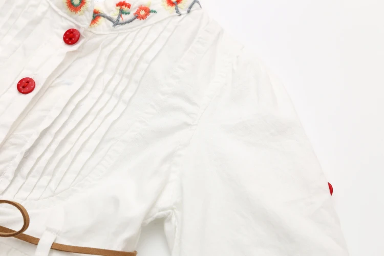 2018 Spring Autumn 3-12 Age Kids Embroidery Floral Long And Short Sleeve Double Use White Elegant Dress Princess Girl With Belt (8)