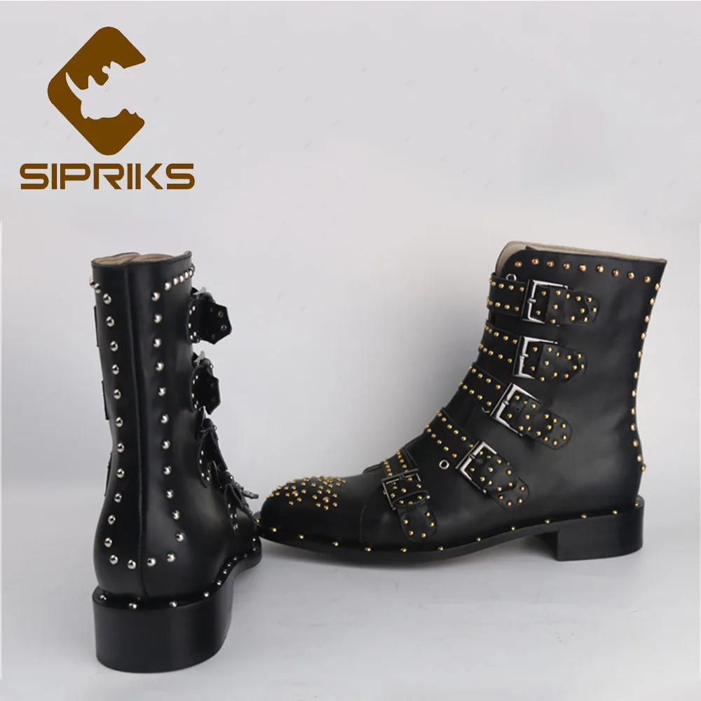 Stil Stiefel Gold Aus silber Große Mens 47 Gold Rahmengenäht Punk Echtem Sipriks 46 Leder Motorrad Schnalle Silber Handgemachte Schuhe gvAIxEnX