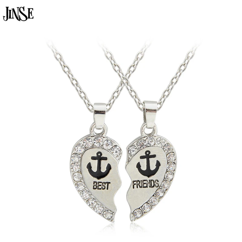 

JINSE BLS172 PANDA BFF Necklace Friendship Penguin Panda Dolphin Anchor Rudder Best Friends Heart Necklace Wholesale