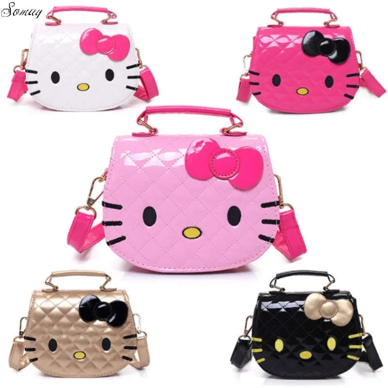 Новая симпатичная мини-сумка для детей hello kitty Сумочка для женщин мультфильм кошка PU непромокаемая должна сумка дети девочки модные сумки-мессенджеры - изображение
