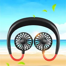 Переносные вентиляторы носимые шейные вентиляторы с Usb перезаряжаемой батареей с двойной ветровой головкой 3 скоростные безручные вентиляторы силиконовые# H20