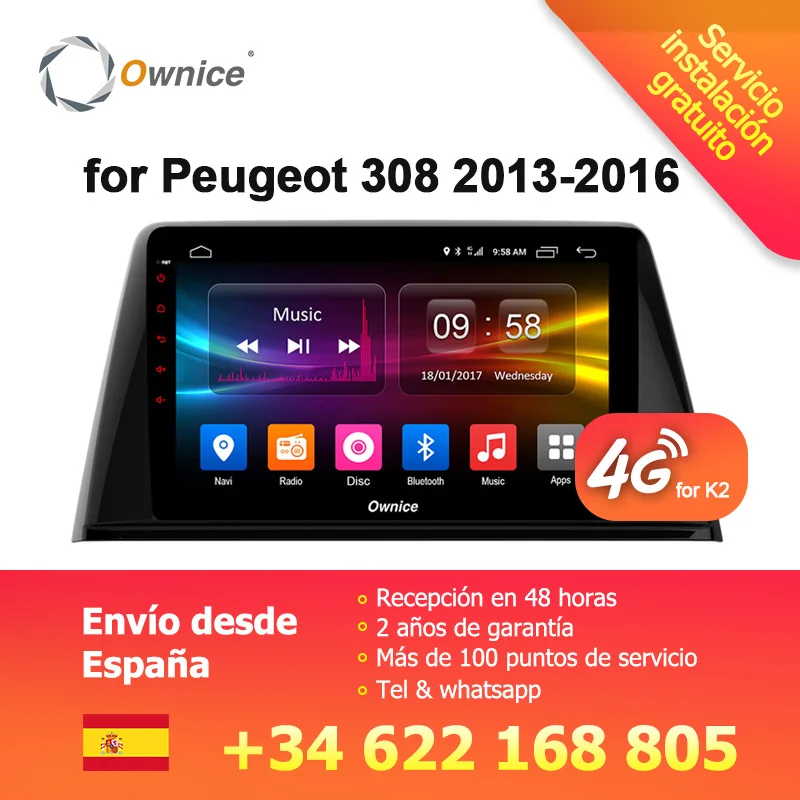 

Ownice K1 K2 K3 8 Core Android 8.1 car radio tablet GPS player headunit audio Navi for Peugeot 308 2013-2016 Support DVD Camera