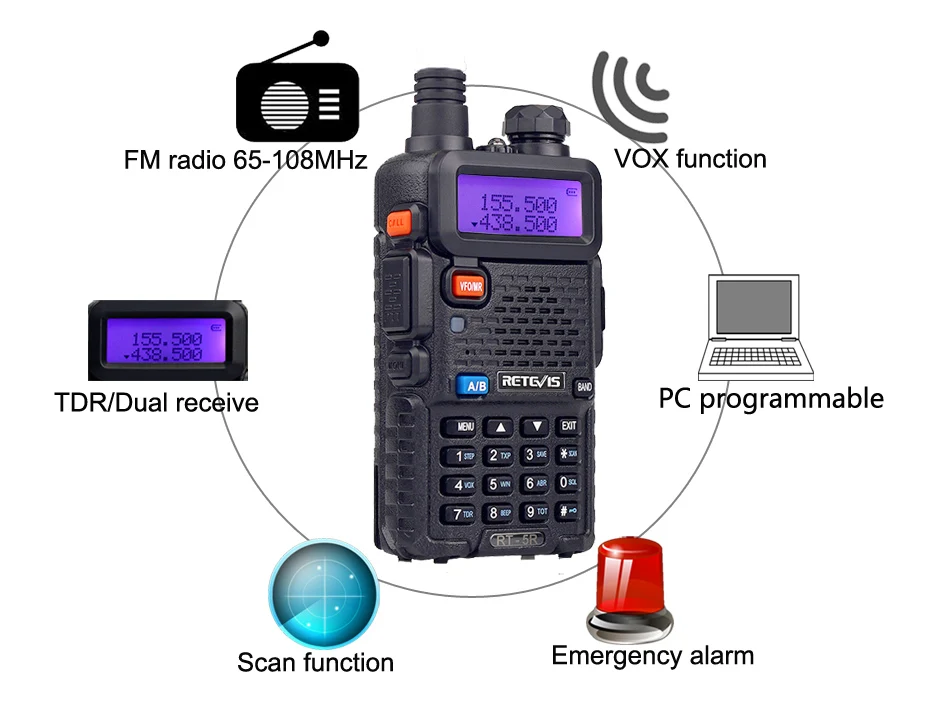 Retevis RT-5R Walkie Talkie 2 шт 5 Вт 128CH VHF UHF радио двухстороннее радио Comunicador для охоты/страйкбола Baofeng UV-5R UV5R