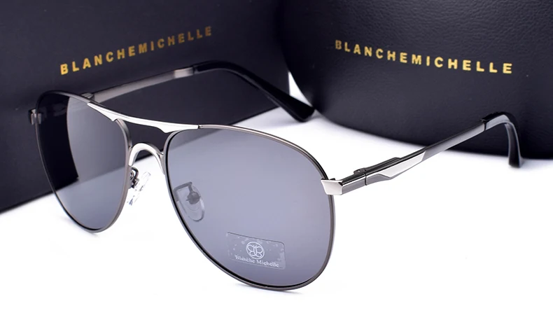 Blanche Мишель бренд classic Pilot Sunglasses Для мужчин поляризационные UV400 Для мужчин с солнцезащитные очки мужской вождения Óculos gafas-де-сол hombre