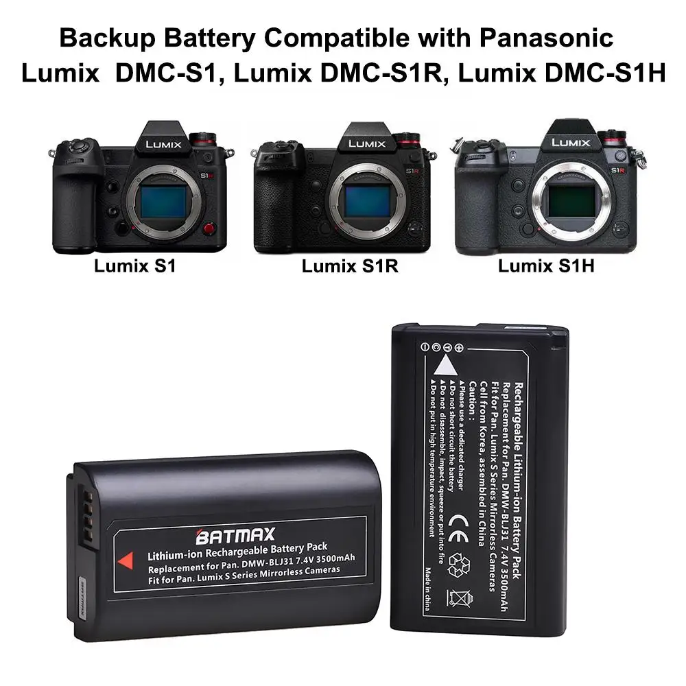 Batmax 2 шт. DMW-BLJ31 DMW BLJ31 LG литий-ионный аккумулятор для Panasonic LUMIX S1, S1R, S1H, LUMIX S серии беззеркальных камер