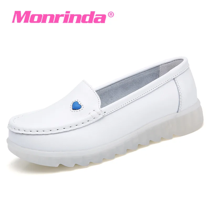

New Arrival White Nurses Shoes Slip On Women Walking Shoes Comfortable Leather Sneakers for Woman Wear-resistance Ladies Shoe 40