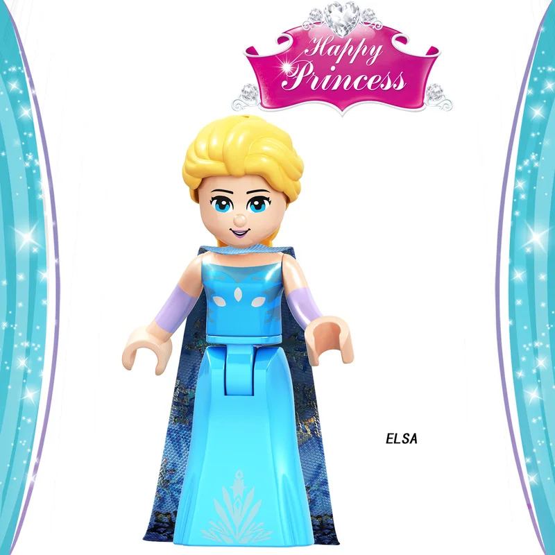 Princess Figures Friends Legoings Frozen Anna Elsa Mermaid Ariel Snow White Belle Aurora Building Blocks Bricks Toys Model Gift