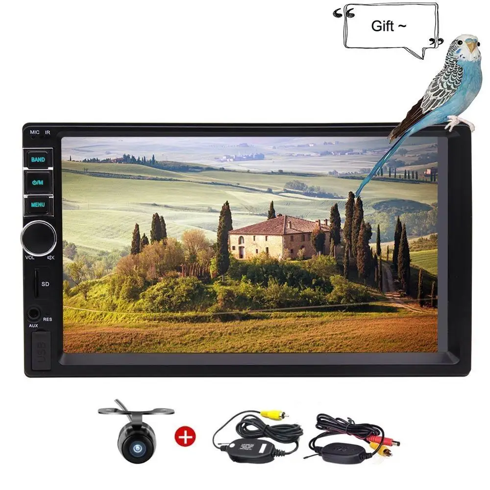 

MP5 Player 2 Din Bluetooth Car Stereo Audio Multimedia Video FM Radio Unit 7'' Car GPS NO dvd Headunit + Wireless Backup Camera