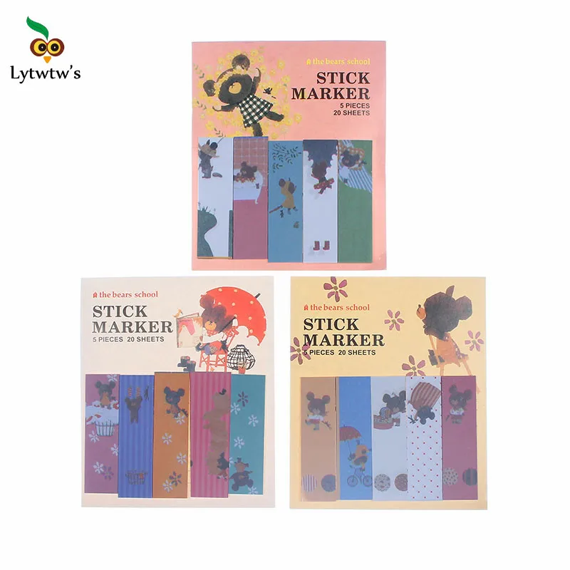 

1 Piece Lytwtw's New Korean DIY Kawaii Bear Sticky Marker Notes Creative Post Notepad Filofax Memo Pads Office School Stationery