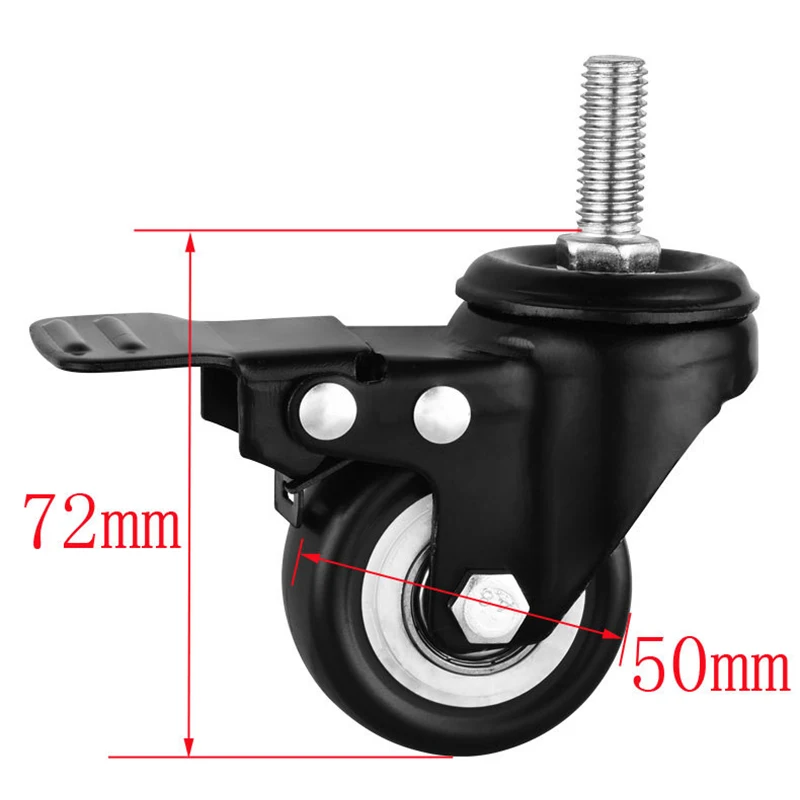 

1/2/4pcs Office Chair Wheels 2inches M10 Swivel Rubber Universal Caster with Brake GHS99