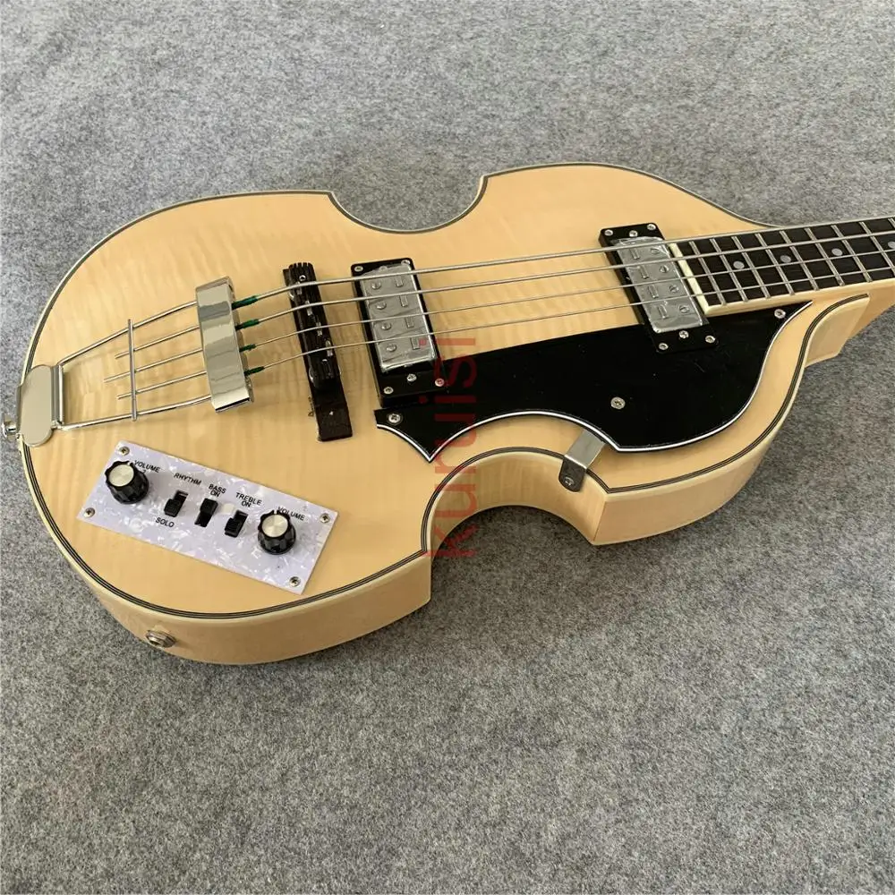 Guitare basse BB2 de style John Entwistle, basse creuse de couleur bois