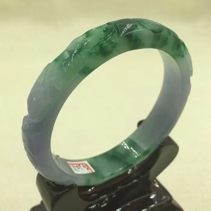 

2071 Chinese Hand-carved Lavende Purple Green Jadeite Jade Bangle Bracelet 67mm 28% 10.13