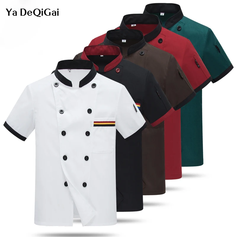 

new Wholesale Chef Uniform Unisex Restaurant Kitchen Breathable Double Breasted Shirt Chef Jacket+cap+apron work clothes for men