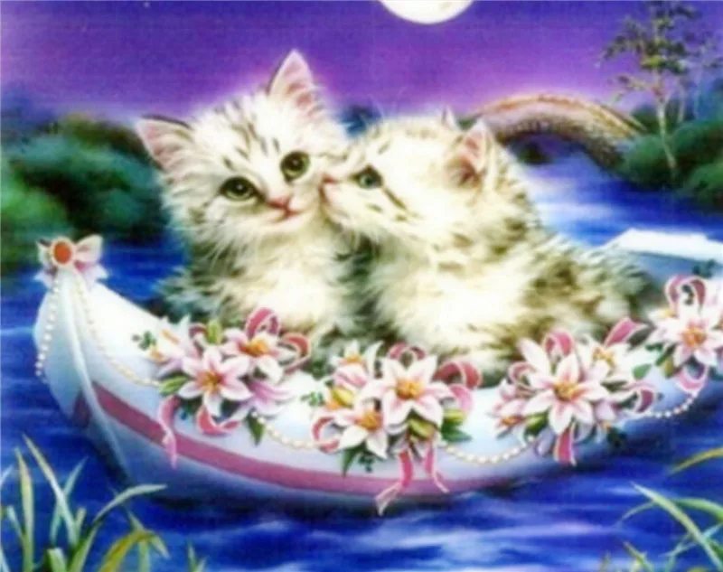 

DIY 5D Diamond Embroidery Diamond Cats on board round cube drill diamond Painting Cross Stitch Kits Home Decoration