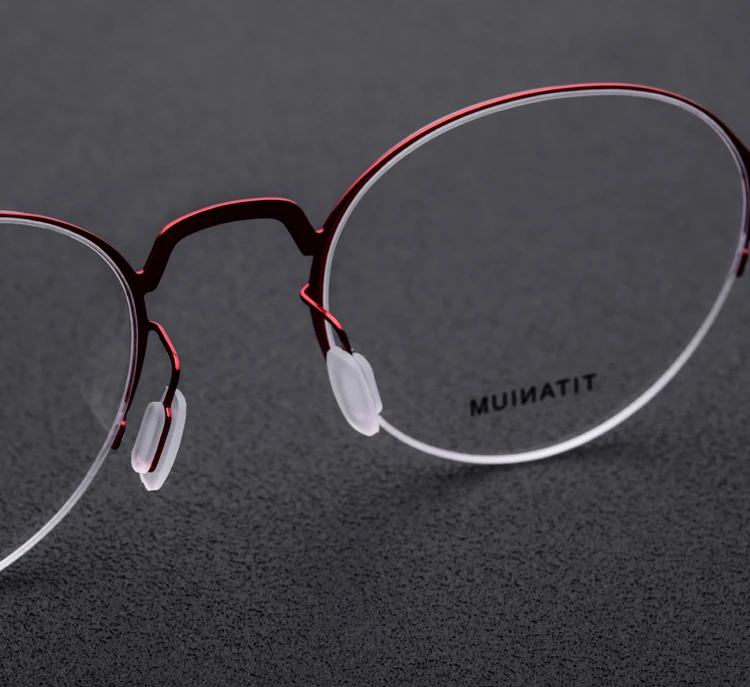 Настоящий титановый, ультралегкий винтажный круглый полуоправные очки женские с диоптрией близорукость очки мужские оправы и очки