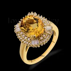 Лидер продаж Винтаж одноцветное 14Kt из желтого золота с бриллиантом Желтый цитрин кольцо, ср кольцо для Для женщин овальный 9x11 мм SR002