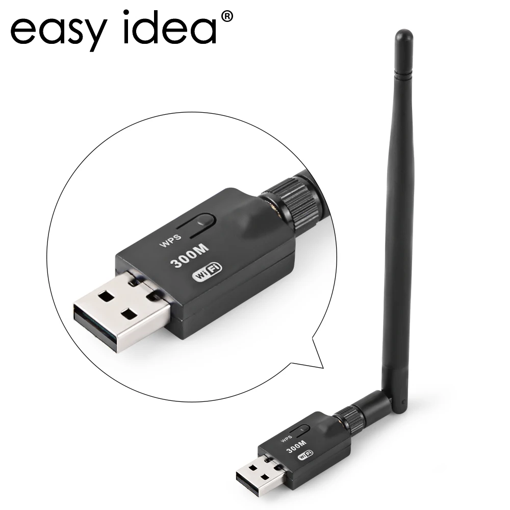 Горячая USB WiFi адаптер с 5 дБ антенной усиления 300 Мбит/с мини беспроводная сетевая