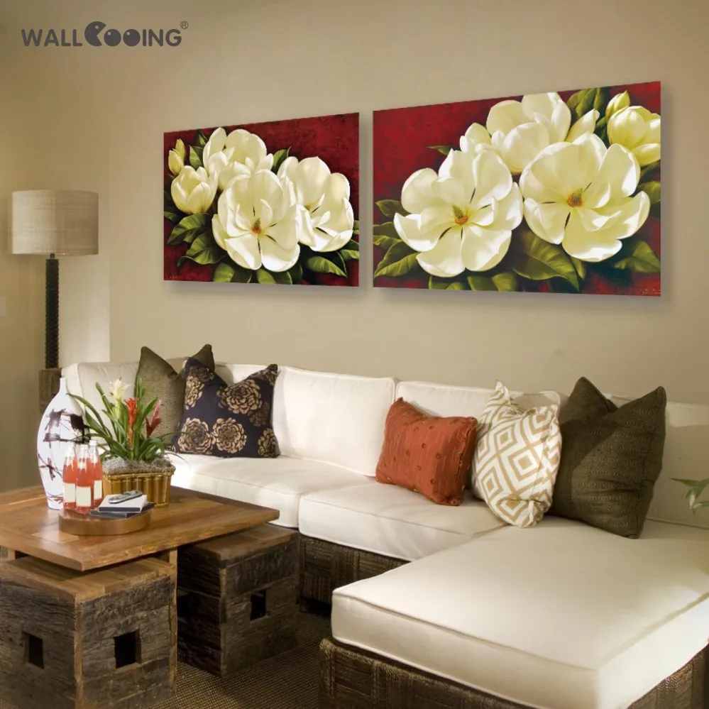 

monopoly canvas painting Modular pictures duvar tablolar setting spray image lotus flower artwork canvas red flower wall art