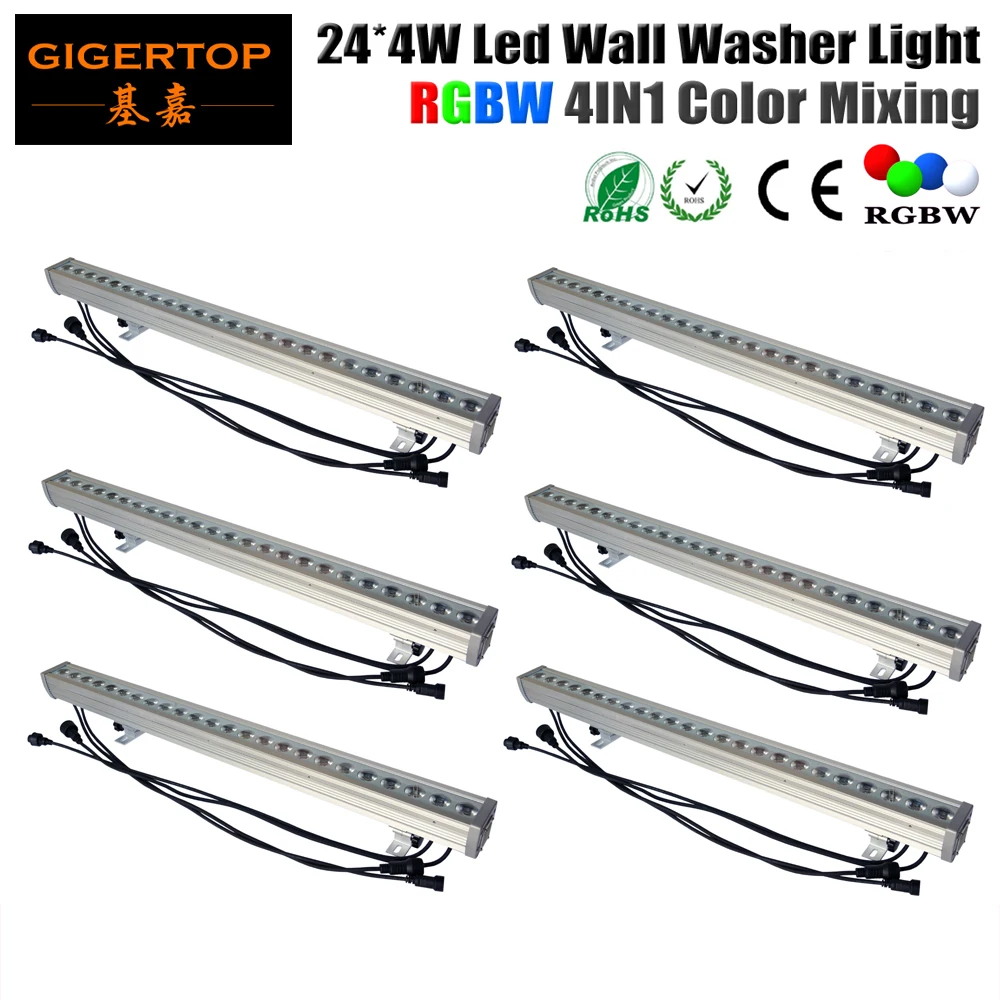 

6pcs/lot 24x4W 4IN1 Led Wall Washer Light Outdoor,RGBW Led Flood Light DMX 512 Led Bar Light 90V-240V LED Stage Light