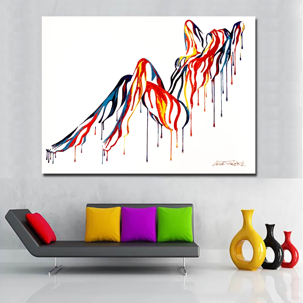 Pop Art Colorful Abstract Art Sexy Girl Nude Art Canvas Painting Wall Art Picture for Living Room Wall Poster Print