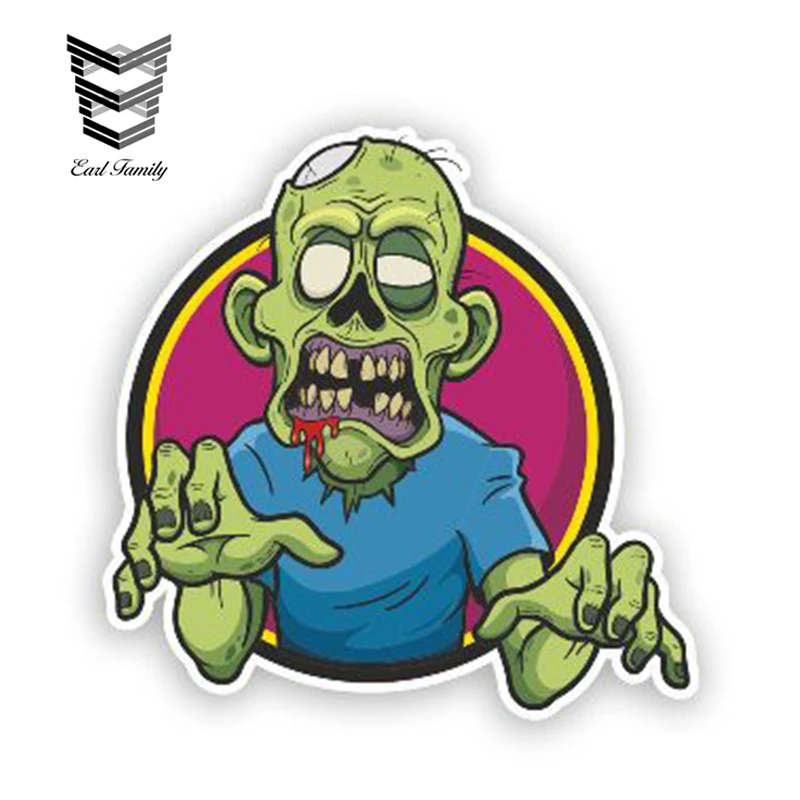

EARLFAMILY 13cm x 12cm Cartoon Biochemical Zombies Vinyl Sticker Graphic Personality 3D Car Styling Accessories Car Stickers