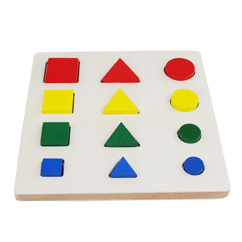 Montessori Baby Toys Wood Preschool Teaching Materials Learning Education Games Combination Geometry Shapes