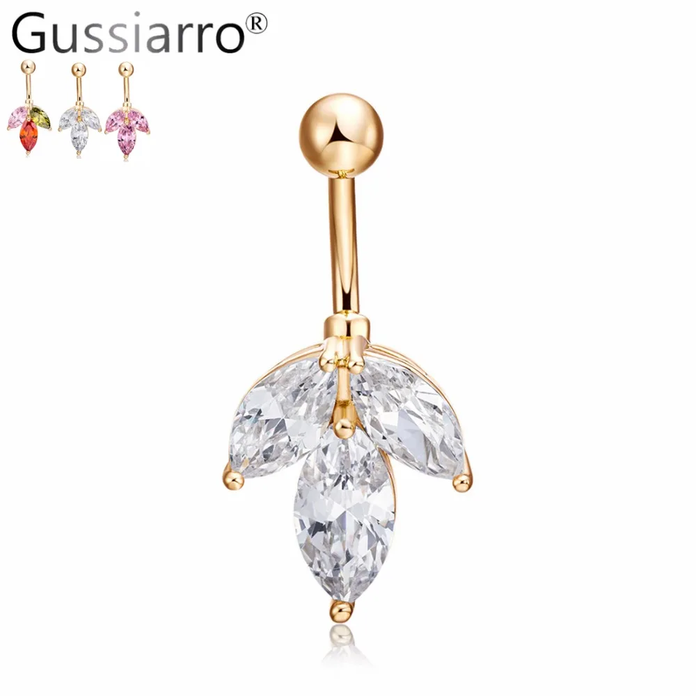 

Gussiarro Flower 3 Color CZ Belly Button Rings Navel Piercing Ombligo Body Jewelry Pircing Umbigo Percing Body Jewelry Pirsing