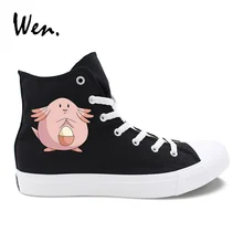 Вэнь высокие холщовые вулканизированные туфли дизайн Pokemon Chansey аниме косплей сумка для обуви Монстры Эспадрильи плоские кружевные плимсоллы