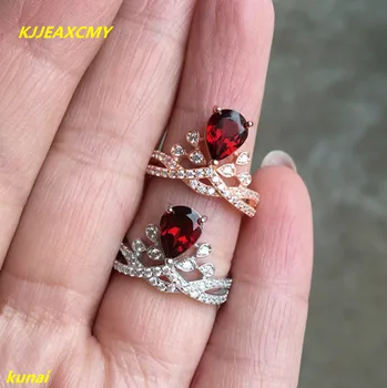 

KJJEAXCMY fine jewelry 925 silver inlaid natural garnet ring color jewelry simple and generous.