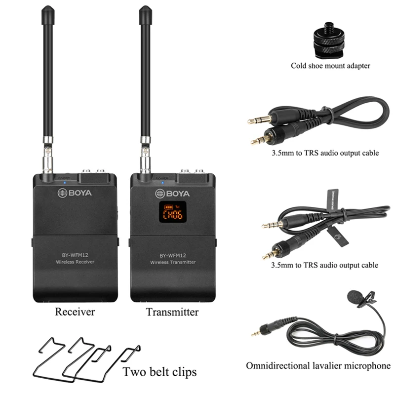 BOYA BY-WFM12 беспроводной VHF микрофон системы для iPhone смартфон планшет Canon Nikon DSLR видеокамера аудио регистратор ПК видео микрофон